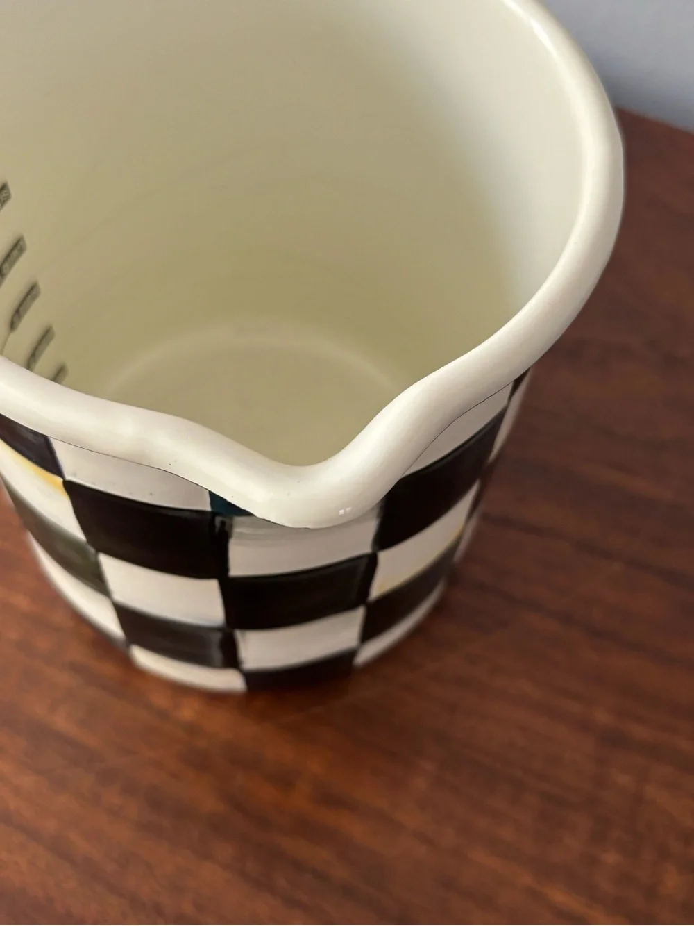 Mackenzie-Childs Courtly Check 7 Cup Measuring Cup Enamel Pitcher